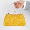 Designer-Sacs de soirée Embrayage Jaune Femme Sac à main et sacs à main plissé perle boucle épaule 2023