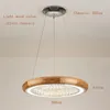 Kronleuchter LED-Pendelleuchte Remote Dimming Crystal Luxury Round Hanging Living Room Villa Restaurant Wood Hang Light