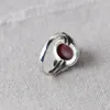 Bagues en grappe FNJ 925 bague en argent pour femmes bijoux Original pur S925 Sterling rubis naturel rouge Agate