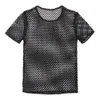 Herr thirts herrar mesh seethrough fishnet t shirt mode sexig kort ärm underskjorta nattklubb slitage tshirt utför streetwear topps 230425