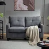 Kopiaesoffa med solid träram, sammetväv, bekväm soffa soffa med extra djupa säten, modern 2 -sits soffa, för vardagsrumslock, grått