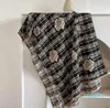 Lenços Mulheres Inverno Pashmina Preto Camélia Flor Impressão Cashmere Cobertor Cachecol Feminino Moda Quente Capa Xale Wraps