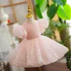 Robe princesse Vintage en Tulle pour filles, vêtement à paillettes, avec nœud, Tutu scintillant, pour fête de mariage, anniversaire, pour enfants