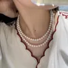 Chains Fashion Long Necklace Round 7-7.5mm Natural Seawater Akoya White Pearls Necklaces For Women Fine Jewelry Gifts