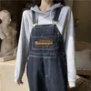 Women's Jumpsuits Rompers S-5XL Women's Overalls Korean Style Cartoon Embroidered Loose Denim Jumpsuit Female Casual Wide-Leg Straight Jean Romper 230426