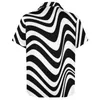 Men's Casual Shirts Abstract Striped Design Vacation Shirt Black And White Stripes Hawaiian Novelty Blouses Graphic Tops Plus Size