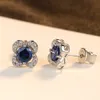 Charmig Sri Lankas Gem Flower Stud örhängen Kvinnor Lyxvarumärke Shining Zircon S925 Silverörhängen Kvinnliga stjärnor Samma stil High-End Jewelry Valentine's Day Gift