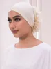 Hicaps jtvovo saf renkli süt ipek tava çiçek şapka müslüman streç ayak parmağı kapağı dubai Arap kadın çiçek şapka türban beanie moda 230426