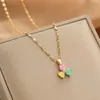 Tarnish free gold plated stainless steel mixed design zircon pendant jewelry fashion necklace for women girl accessories