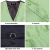 Men's Vests Hi-Tie Solid Silk Men Vest Leaf Green Pink Blue Purple Black Waistcoat Jacket Necktie Hanky Cufflinks Clip Wedding Business Gift