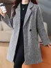 Women's Wool Blends Yitimoky Vintage Long Jacket For Women Fall Winter 2023 Korean Fashion Casual Coats Office Ladies Slim Sleeve 231124