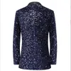 Mäns kostymer blazrar stor storlek glänsande djupblue paljettjacka män glitter utsmyckad blazer prom kostym blazer kostym homme scenkläder för sångare 230425