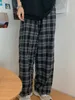 Damenhose Caprihose JMPRS Schwarz Damen Karierte Hose Lässige Oversize Weite Hose Retro Teens Harajuku Hip-Hop All-Match Streetwear S - 3XL 230425