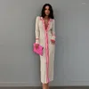 Kvinnors badkläder Summer Dress Beach Outlet Korean Fashion Cover Up Women 2023 för Sexy Slim Lapel Sparcing Long Sleeved Cardigan Polyester