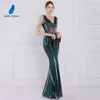 Deervero grön paljett lång kvällsklänning lyxig pärla formell klänning kvinnor elegant aftonklänning chic kvinna maxi klänning
