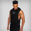 Męskie topy zbiornikowe mięśniowe marka z kapturem na siłownię ubrania męskie bawełniane bluzy bluza kamizelka fitness kamizelka kulturystyka