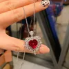 Pendant Necklaces EYIKA Charms Blue Paraiba Tourmaline Created Ruby Fusion Stone Zircon Heart Necklace Women Romantic Wedding Fine Jewelry