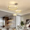 Lustres plafond rond nordique pour cuisine salle à manger Duplex bâtiment Villa lampe en cristal luminaires LED luminaires suspendus