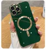 Étui magnétique de luxe pour Iphone, étui de chargement sans fil Magsafe pour iPhone 14 13 12 11 Pro Max, housse en Silicone plaqué transparent