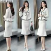 Women's Suits Blazers Spring Luxury Business Knee Length Tweed Skirt Suits for Women Jacket and Long Skirts Office Lady 2 Piece Work Wear Blazer Set 230426