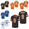 فيلم 9 Bobby Boucher Football Jerseys Movie The Waterboy Adam Sandler Mud Dogs Bourbon Bowl Men College Blue White Orange Black Color Treasable University On