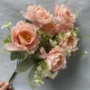 Dekorative Blumen 6 Köpfe Bobo Pfingstrose gefälschte künstliche Blume Seidenstrauß Hochzeit Homegarden Party Dekoration Rose