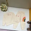 Tuta da bambino autunno di lusso Stampa modello arcobaleno abiti firmati per bambini Taglia 100-160 Felpa con cappuccio e pantaloni per ragazze di alta qualità Nov25