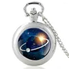 Pocket Watches Classic Moon And Earth Black Vintage Quartz Watch Pendant Clock Men Women Unique Jewelry Necklace Gifts