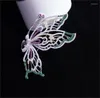 Brosches 925 Sterling Silver Zirconia Inlaid Colorful Futterfly Brosch