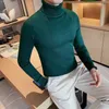 Herrtröjor vinterpojkar höghals långärmad tröja med engelska lapelbotten tröja
