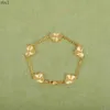 Charm Bracelets 2023 Luxury quality S925 silver material charm bracelet with 5 pcs flowers in 18k gold plated have box stamp PS5043