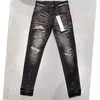 Дизайнерские мужские фиолетовые джинсы для мужских джинсовых брюк Модные женские фиолетовые тренды бренда Потертые черные рваные байкерские спортивные штаны Slim Fit для мотоциклистов