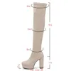 the Women Over 993 Knee Platform Square High Heel Ladies Stretch Faux Suede Round Toe Zipper Women's Boots Big Size 231124 's