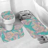 Toiletstoelafdekkingen Polynesische thuisset Tribal Aquaror Surfacing Splash Badkamer 3D Print voetstuk Tapijt Deksel Cover Bad Mat