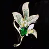 Broches Coréenne De Luxe Zircon Femmes Élégant Magnolia Fleur Broche Costume Accessoires De Mariage Corsage Femelle Cristal Broche Broche