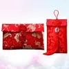 Emballage cadeau enveloppes rouges mariage broderie chinoise année argent Hongbao Feng soie fête poches enveloppe Bao Hong Shui