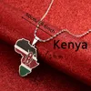 Chains Stainless Steel Africa & Kenya Map Pendant Necklaces Silver Gold Color Jewelry Kenyan Flag Gift