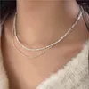Kedjor REAL 925 Sterling Silver Necklace Chain for Women Teen Girl Söta pärlor Choker ol Party Korean Fina smycken Birthday Present