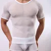 T-shirts pour hommes Moulant Sexy Mesh T-shirt à manches courtes transparent Respirant Sports Hommes