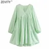 Robes Zevity femmes mode couleur unie col en V plis popeline chemise robe femme Chic ourlet irrégulière plage Style été robes DS8142