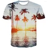 Herren T-Shirts UNEY Graphic Shirt T-Shirts 3D-Farbe US-Größe Strand-T-Shirt Männer / Frauen Natur Kurzarm Rundhals Tops La