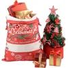 Juldekorationer stor sublimering Santa Sack Canvas Presentväska med dragsko 50x70 cm Reindeer Mönster Candy Story för Party 231124