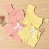 Zestawy odzieżowe Urodzone dziecięce stroje ubrania letniego letniego ramion krótkie krótkie kolory garnituru 2-częściowy Ropa de Navidad