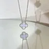 Orecchini di design 4/Quadrifoglio Charm Versione alta Brahma Collana quadrifoglio femminile fritillary calcedonio viola catena clavicola V oro cinque fiori rosa