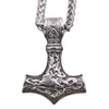 Pendant Necklaces Men's High Quality Metal Celtic Hammer Amulet Chain Necklace Retro Nordic Style Rock Party JewelryPendant