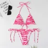 Swim Wear Zebra Print Push Up Bikini Sexig snörning Bikinis 2022 Ny ankomst vadderad behå låg midja baddräkt kvinnlig badkläder kvinnor Biquini AA230425