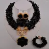 Ketting oorbellen set oranje Nigeriaanse koraal kralen Afrikaanse sieraden bruidskostuum