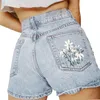 Women's Short's Fashion Ripped Denim Shorts Mid Rise Stretch Cropped Jeans 230426