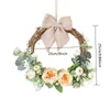 Decorative Flowers Cilected Floral Wreath 9" Welcome Sign Artificial Peony Green Leaves For Front Door Wall Hanging Window Outdoor