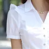 Women's Blouses Shirts Plus Size 5XL Summer Short Sleeve Cotton Ladies Office Wear Elegant Blouse Feminina White Formal Shirt 230425